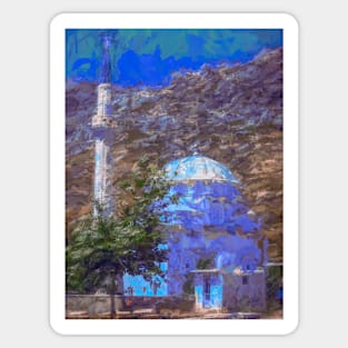 Abstract wall art print Mosqueset  in the hillside - Turkey Sticker